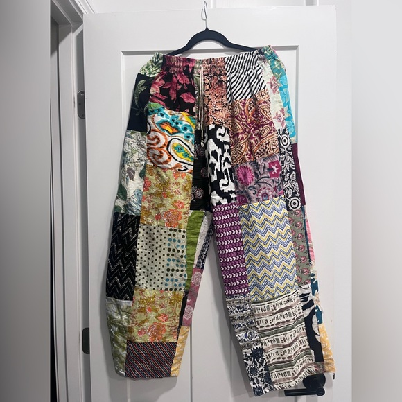 Pants - Colorful Patchwork Pants straight leg fits small-most xl